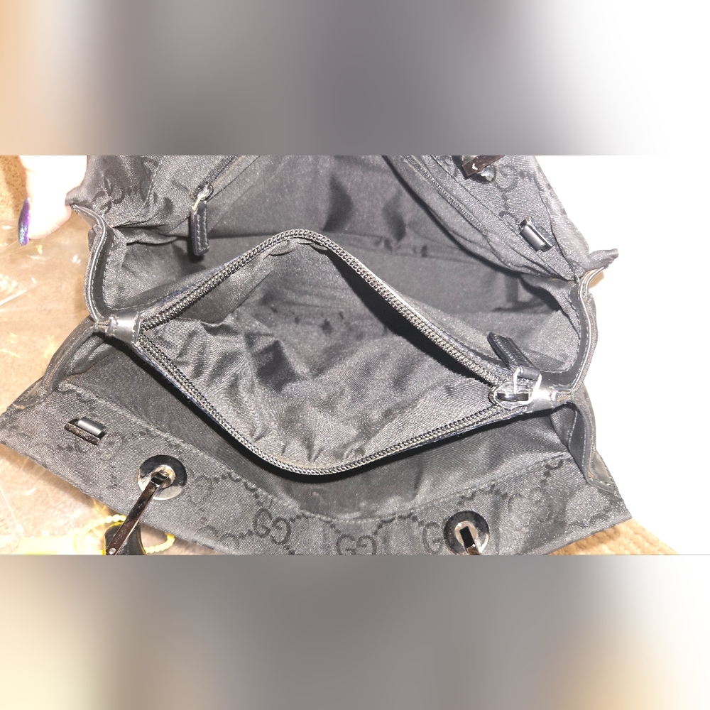 Gucci Bamboo Top Handle Tote – Black GG Canvas – Rare & Iconic - Picture 10 of 12